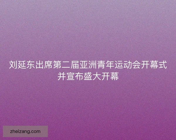 刘延东出席第二届亚洲青年运动会开幕式并宣布盛大开幕